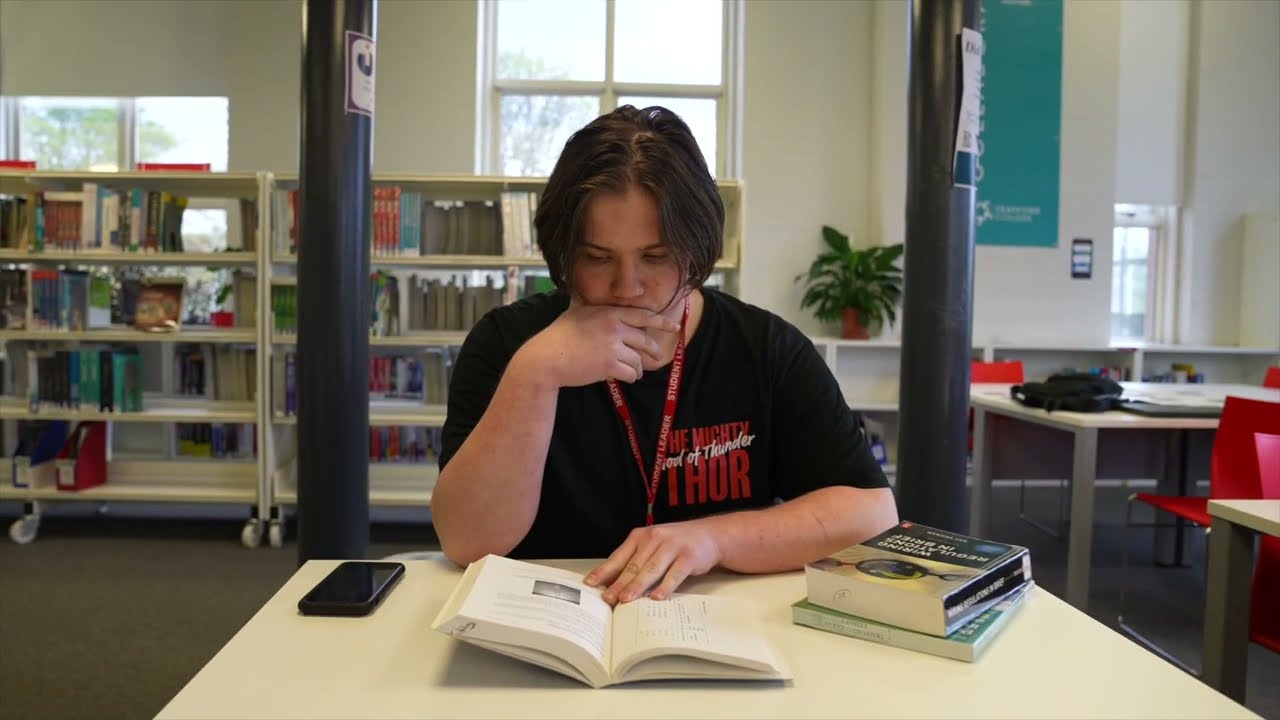 student reading