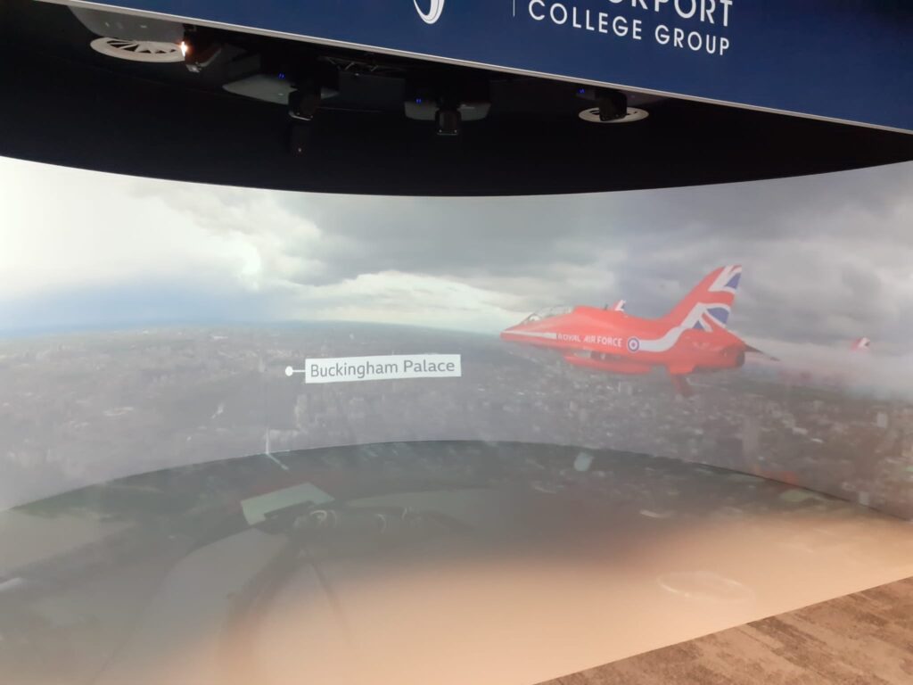 Immersive audio-visual experience in the state-of-the-art Igloo Cave showing a flythrough of an RAF fighter jet